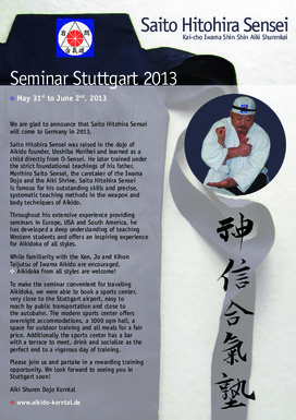 Affiche du stage de Hitohira Saito Sensei de mai 2013 à Stuttgart