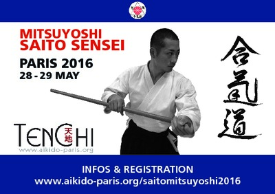 Affiche du stage de Mitsuyoshi Saito Sensei de mai 2016 à Paris
