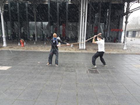 Julien et Victor au jo sous la neige