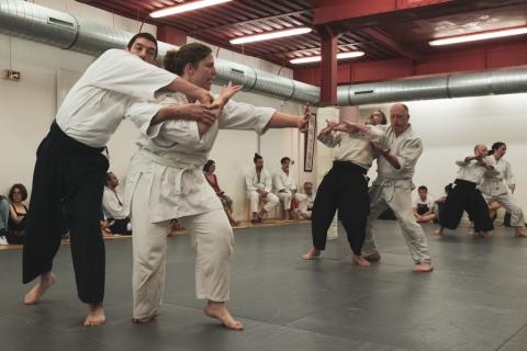 Des pratiquant·es sur le tatami du dojo Tenchi