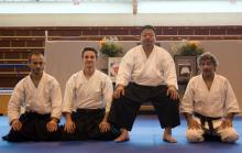 Julien, Rémi et Paul avec Hitohira Saito au stage à Paris en 2009