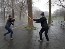 Pratique à la Villette en janvier 2021 (sous la neige)